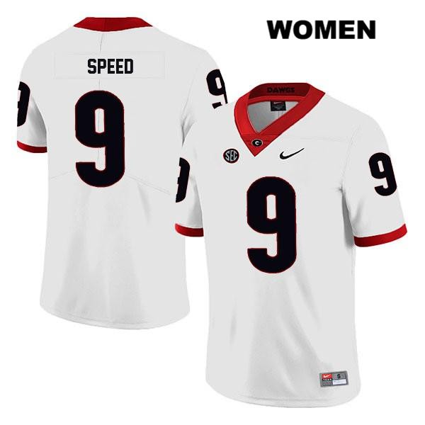 Georgia Bulldogs Women's Ameer Speed #9 NCAA Legend Authentic White Nike Stitched College Football Jersey MPD8156GM